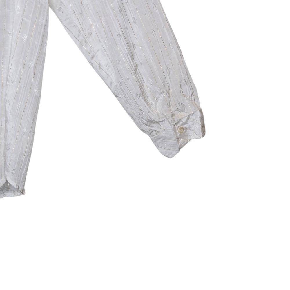 VTG 80s Panhandle Slim Womens Western Shirt Sz 12 White Lace Gold Trim Prairie - Picture 6 of 16